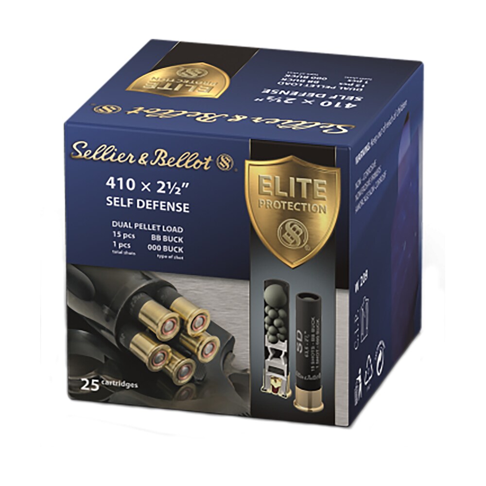 sellier & bellot sb410sda self defense 410gauge 2.50" 15 pellets 1/2oz 000buck shot 25 box/20 case Sellier & Bellot SB410SDA Self Defense 410Gauge 2.50" 15 Pellets 1/2oz 000Buck Shot 25 Sports South item 86344