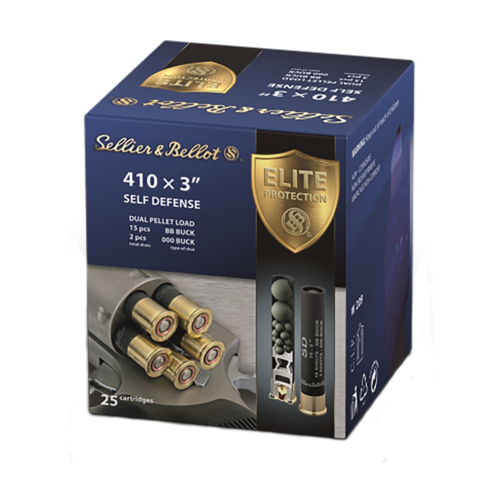 sellier & bellot sb410sdb self defense 410gauge 3" 15pellets 11/16oz 000buck shot 25 box/20 case Sellier & Bellot SB410SDB Self Defense 410Gauge 3" 15Pellets 11/16oz 000Buck Shot 25 Box/20 Sports South item 86345