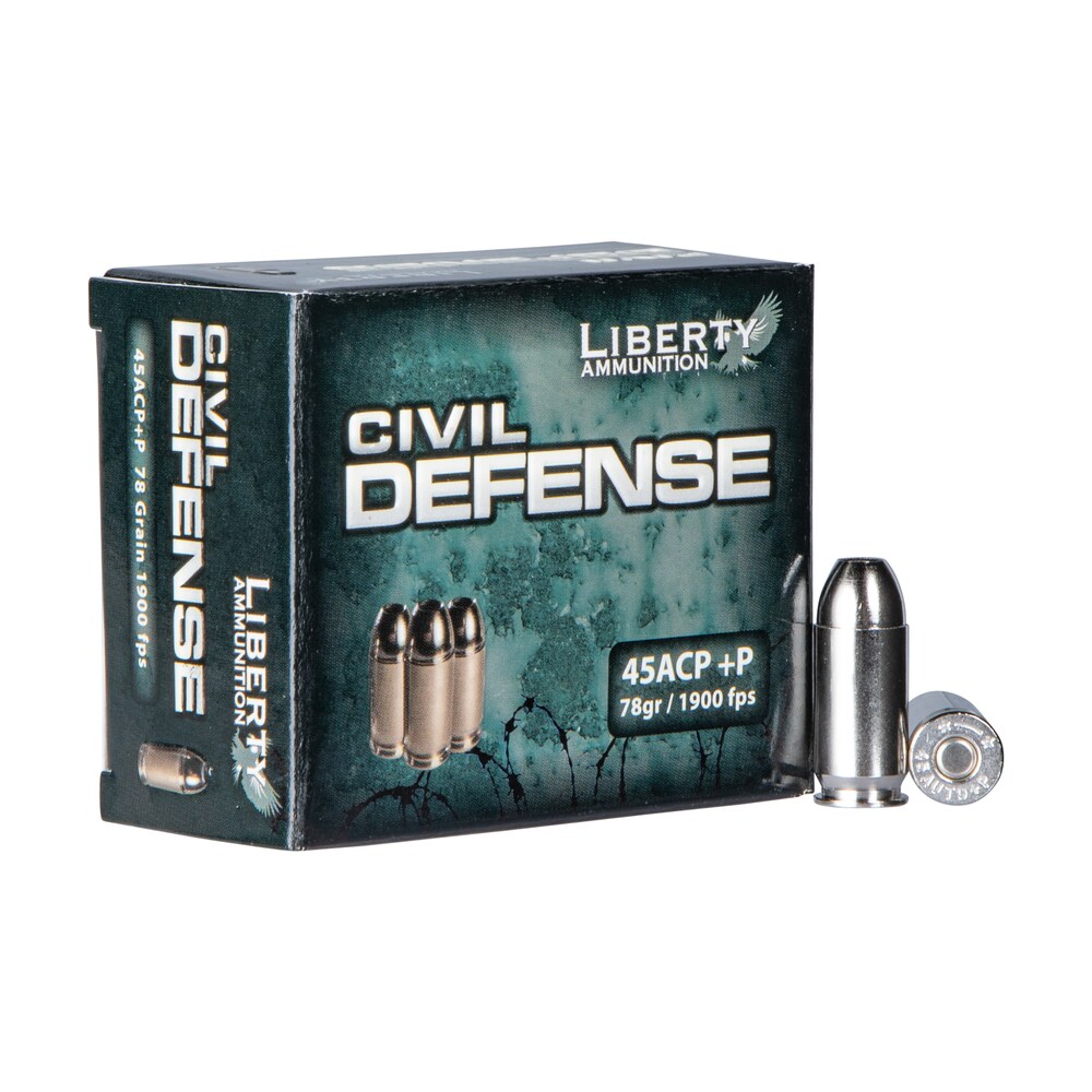 liberty ammunition lacd45013 civil defense 45acp+p 78gr lead free fragmenting hollow point 20 per box/50 case Liberty Ammunition LACD45013 Civil Defense 45ACP+P 78gr Lead Free Fragmenting Hollow Point 20 Sports South item 86376