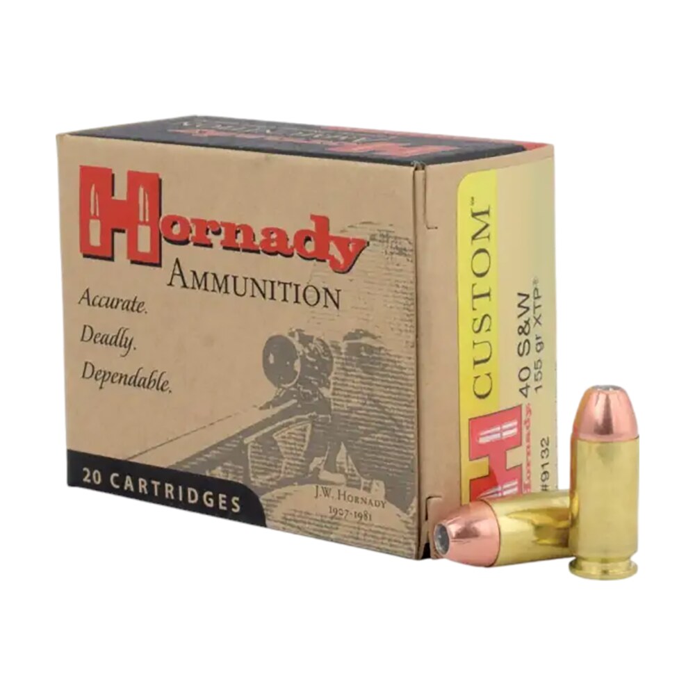 hornady 9132 custom 40s&w 155gr hornady xtp hollow point 20 per box/10 case Hornady 9132 Custom 40S&W 155gr Hornady XTP Hollow Point 20 Per Box/10 Case Sports South item 86579