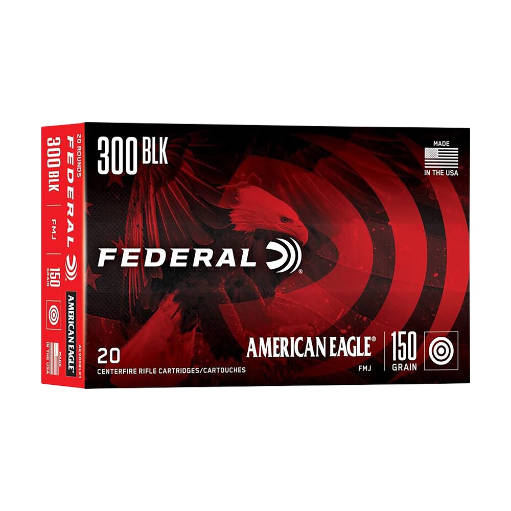 federal ae300blk1 american eagle rifle 300blackout 150gr full metal jacket boat tail 20 per box/25 case Federal AE300BLK1 American Eagle Rifle 300Blackout 150gr Full Metal Jacket Boat Tail 20 Per Sports South item 8738