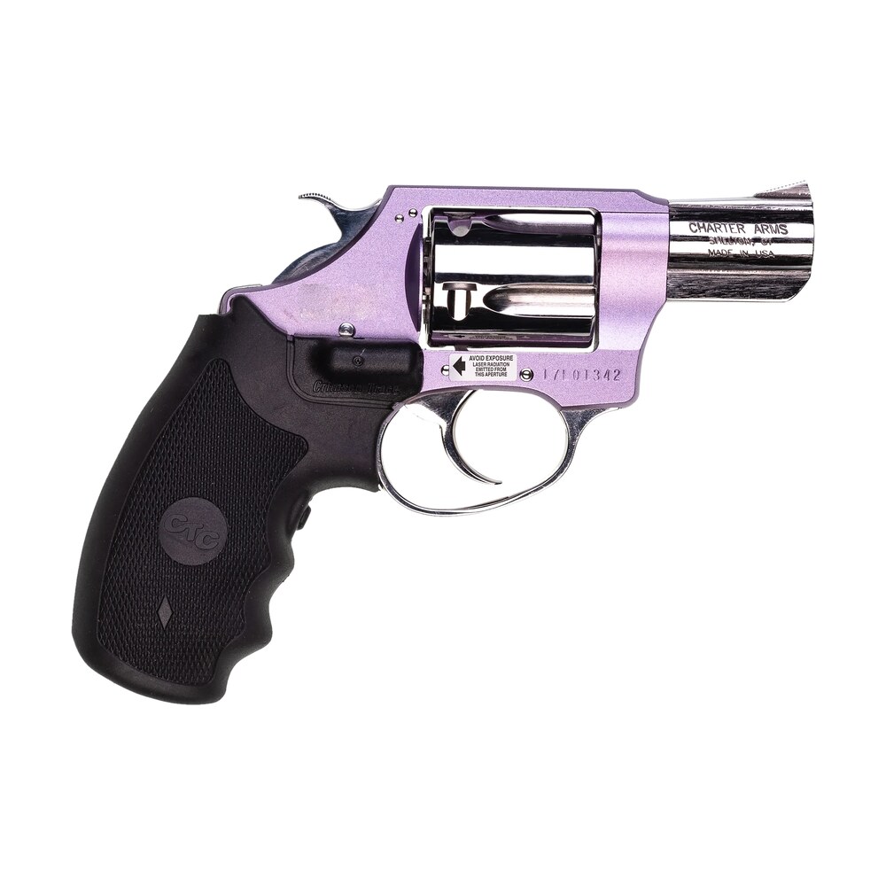 charter arms 53842 undercover lite chic lady small 38 special 5 shot 2" high polished stainless steel barrel & cylinder, lavender aluminum frame w/black crimson trace laser grip, exposed hammer Charter Arms 53842 Undercover Lite Chic Lady Small 38 Special 5 Shot 2" High Polished Stainless Sports South item 87483