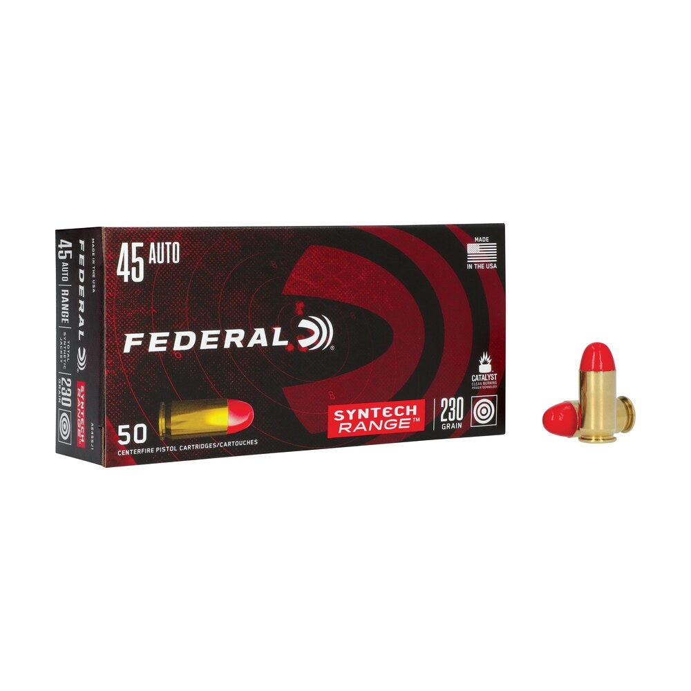 federal ae45sj1 american eagle syntech range 45acp 230gr total syntech jacket round nose 50 per box/10 case Federal AE45SJ1 American Eagle Syntech Range 45ACP 230gr Total Syntech Jacket Round Nose 50 Per Sports South item 8749