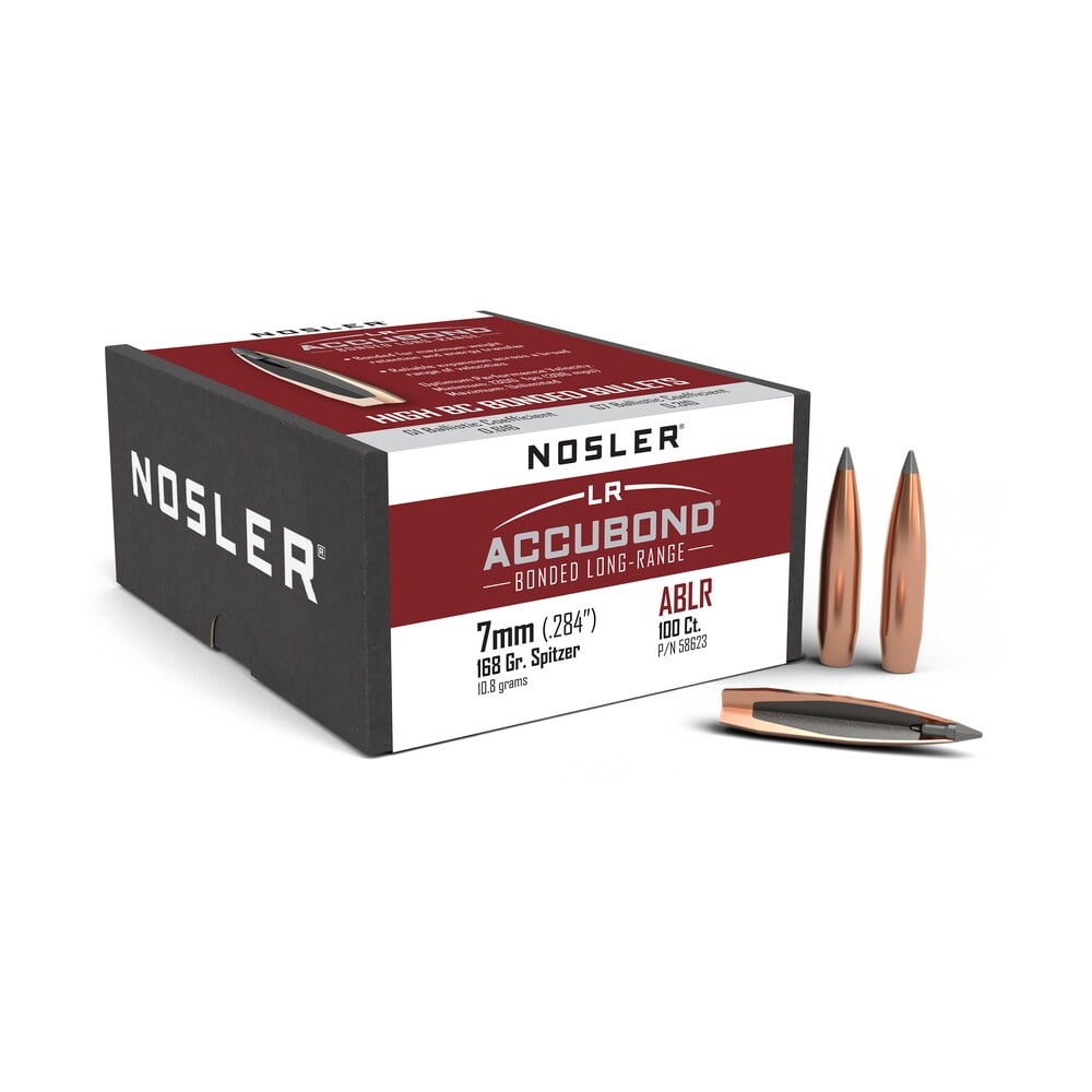 nosler 58623 accubond long range 7mm 168gr spitzer point 100/box Nosler 58623 AccuBond Long Range 7mm 168gr Spitzer Point 100/Box Sports South item 88188