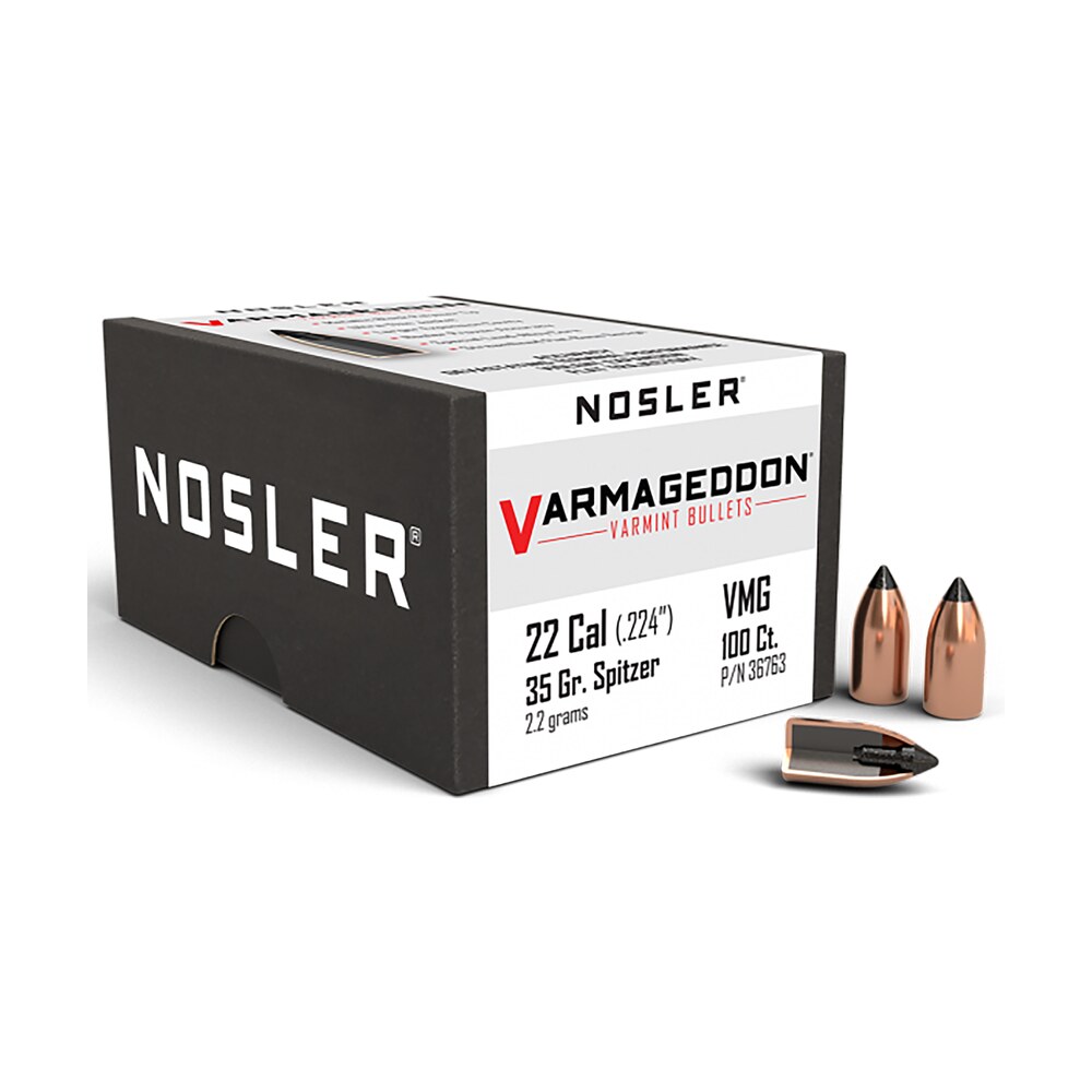nosler 36763 varmageddon 22cal 35gr flat base tipped 100/box Nosler 36763 Varmageddon 22Cal 35gr Flat Base Tipped 100/Box Sports South item 88197