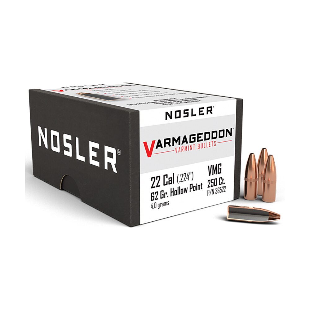 nosler 36522 varmageddon 22cal 62gr flat base hollow point 250/box Nosler 36522 Varmageddon 22Cal 62gr Flat Base Hollow Point 250/Box Sports South item 88210