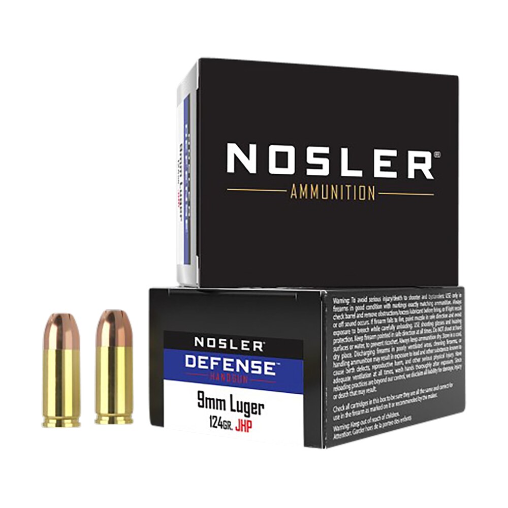nosler 38432 defense handgun 9mmluger+p 124gr bonded performance jacketed hollow point 20 per box/10 case Nosler 38432 Defense Handgun 9mmLuger+P 124gr Bonded Performance Jacketed Hollow Point 20 Per Sports South item 88261