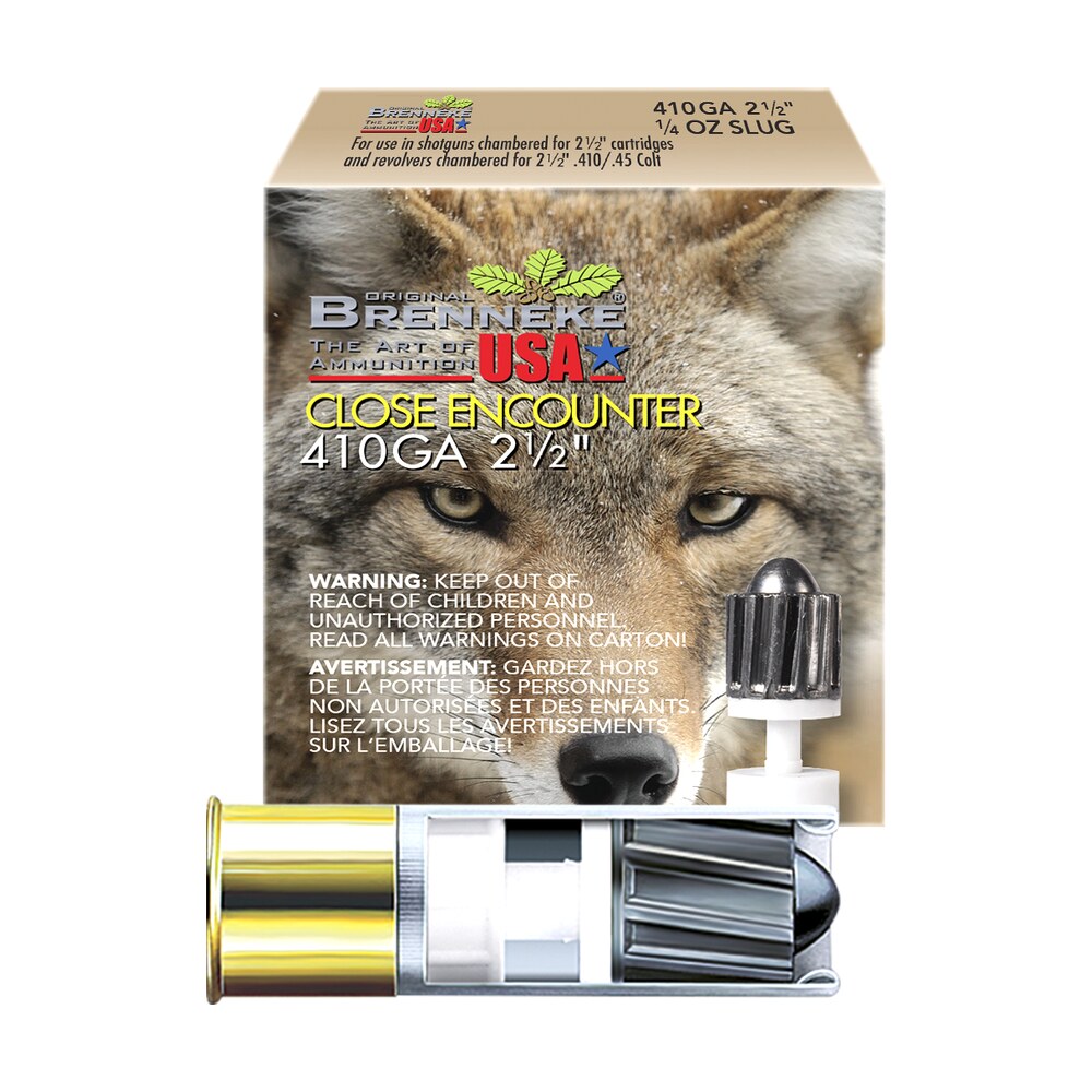 brenneke sl4102ce close encounter home defense 410gauge 2.50" 1/4oz sabot slug shot 5 per box/90 case Brenneke SL4102CE Close Encounter Home Defense 410Gauge 2.50" 1/4oz Sabot Slug Shot 5 Per Sports South item 88922