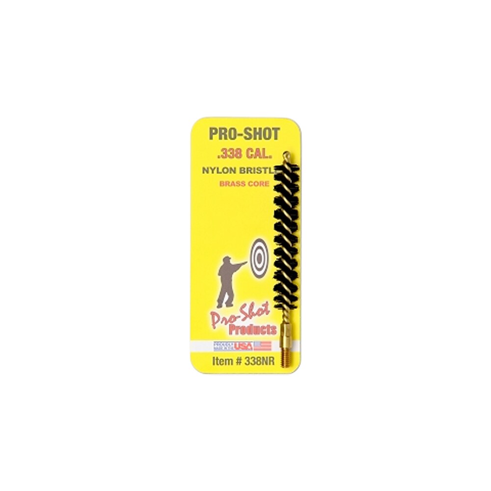 pro shot 338nr bore brush .338 cal rifle #8 32 thread nylon bristles brass core Pro-Shot 338NR Bore Brush .338 Cal Rifle #8-32 Thread Nylon Bristles Brass Core Sports South item 8966