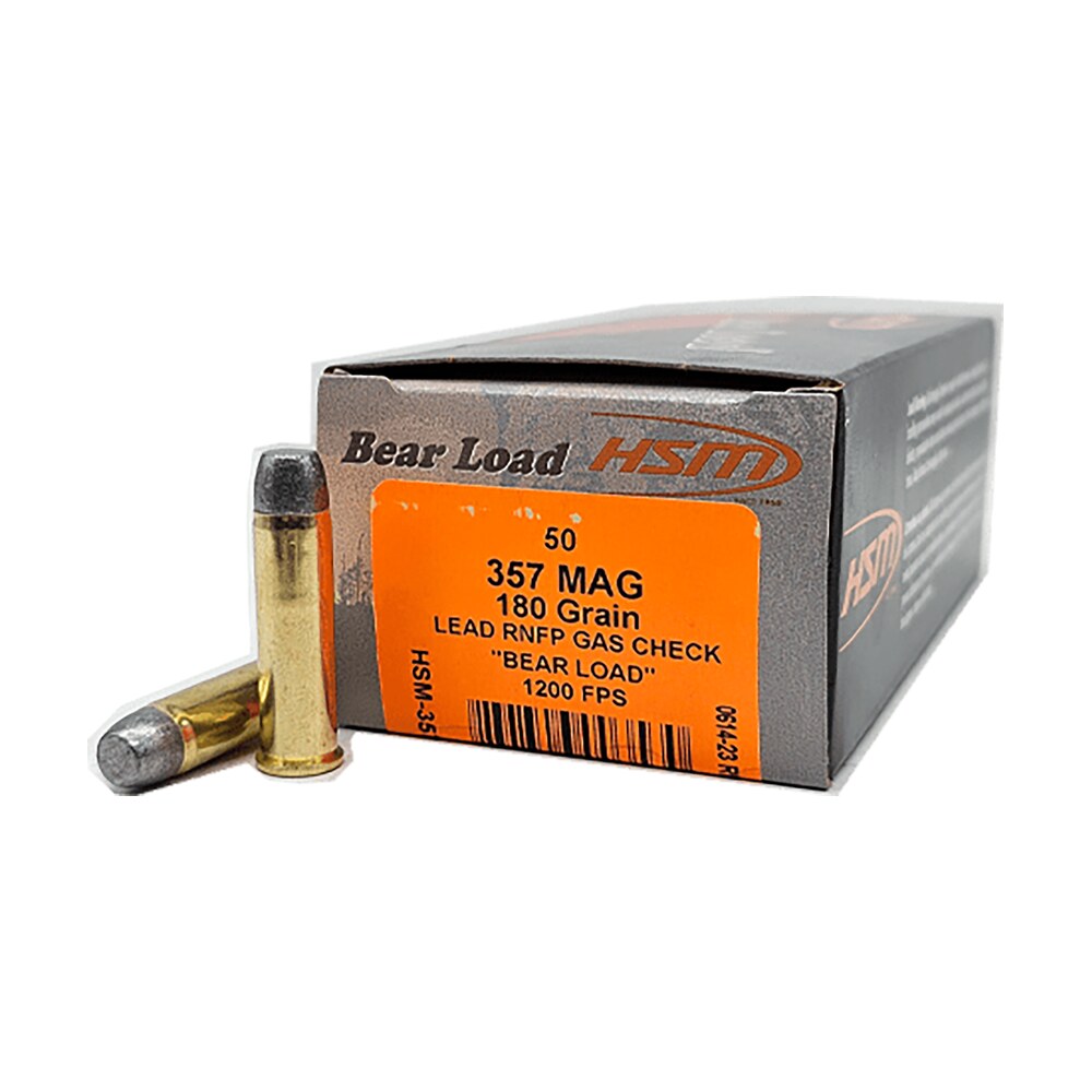 hsm 35718n bear load 357 mag 180 gr lead round nose flat point 50 per box/10 case HSM 35718N Bear Load 357 Mag 180 gr Lead Round Nose Flat Point 50 Per Box/10 Case Sports South item 89758