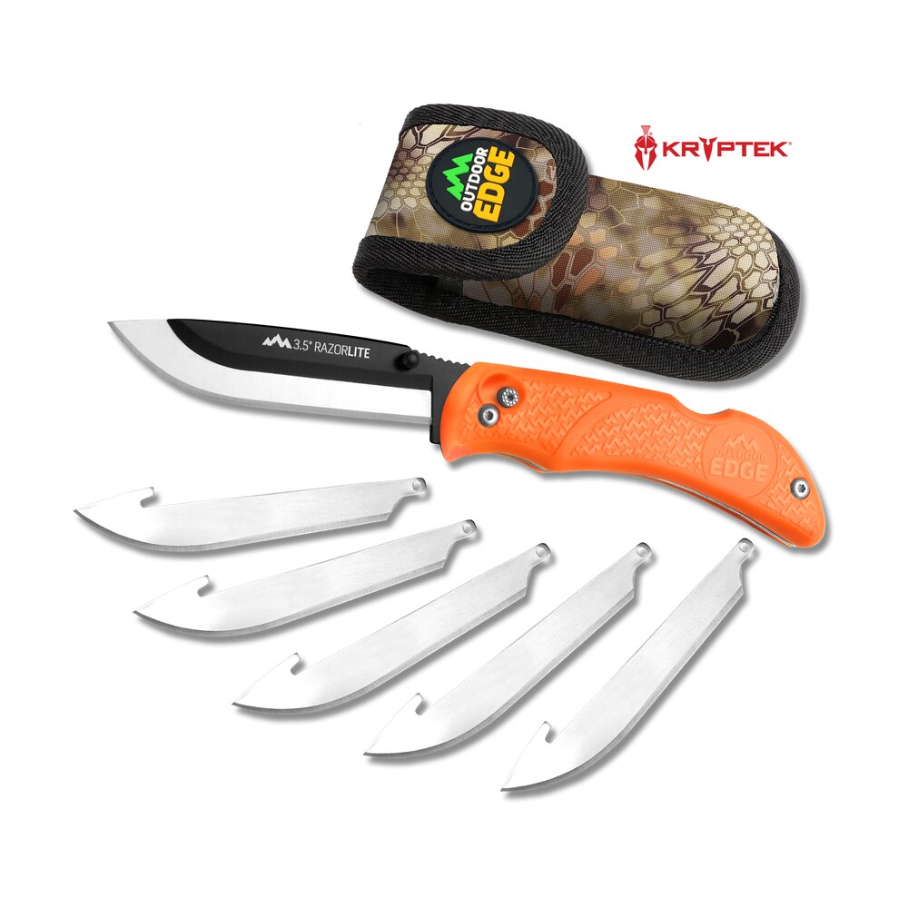 outdoor edge rb20c razorlite 3.50" folding plain black oxide 420j2 ss blade tpr blaze orange handle Outdoor Edge RB20C RazorLite 3.50" Folding Plain Black Oxide 420J2 SS Blade TPR Blaze Orange Sports South item 90158