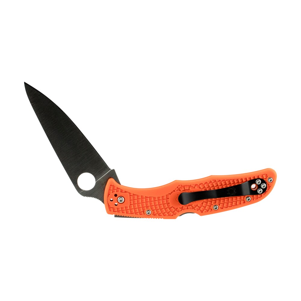 spyderco c10fpor endura 4 lightweight 3.75" folding clip point plain vg 10 ss blade orange bi directional texturing frn handle includes pocket clip Spyderco C10FPOR Endura 4 Lightweight 3.75" Folding Clip Point Plain VG-10 SS Blade Orange Sports South item 90255