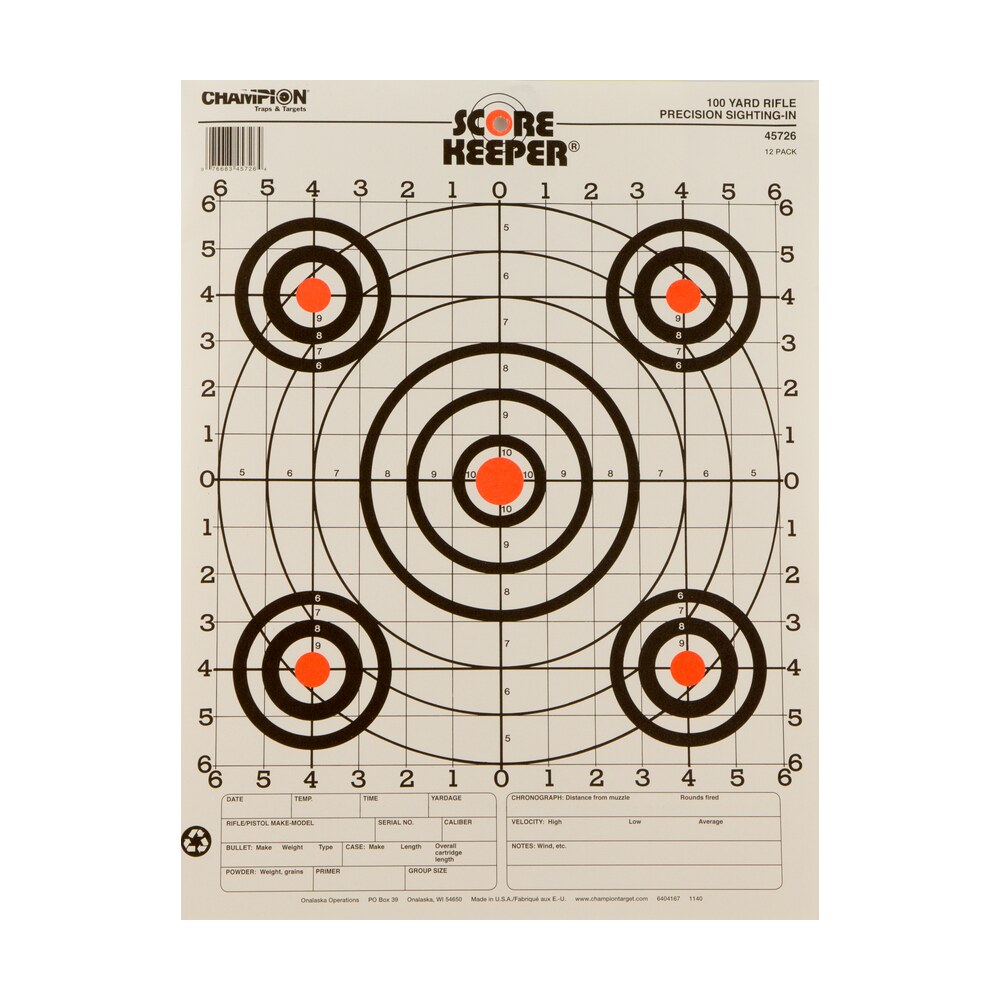 champion targets 45726 score keeper bullseye paper hanging 100 yds pistol/rifle 14″ x 18″ multi color 12 pk Champion Targets 45726 Score Keeper Bullseye Paper Hanging 100 yds Pistol/Rifle 14" x 18" Sports South item 9053