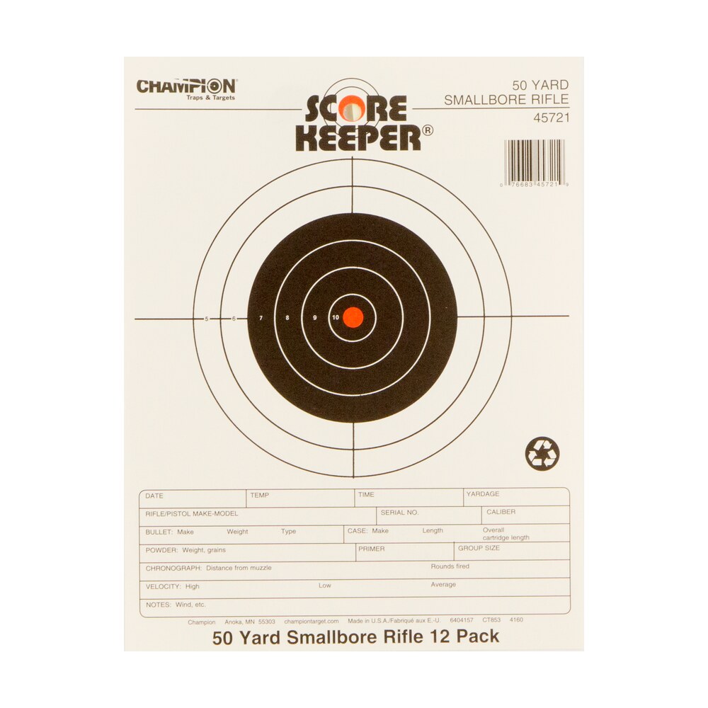 champion targets 45721 score keeper bullseye paper 50 yds small bore rifle 8.50″ x 11″ black/orange 12 pk Champion Targets 45721 Score Keeper Bullseye Paper 50 yds Small Bore Rifle 8.50" x 11" Sports South item 9060
