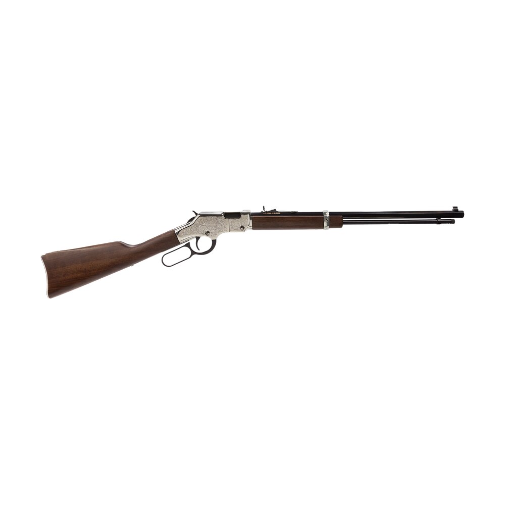 henry h004se silver eagle full size 22 short/ 22 long/ 22 lr (16 lr/21 short) 20" blued barrel, nickel plated metal finish, american walnut stock right hand Henry H004SE Silver Eagle Full Size 22 Short/ 22 Long/ 22 LR (16 LR/21 Short) 20" Blued Sports South item 90662