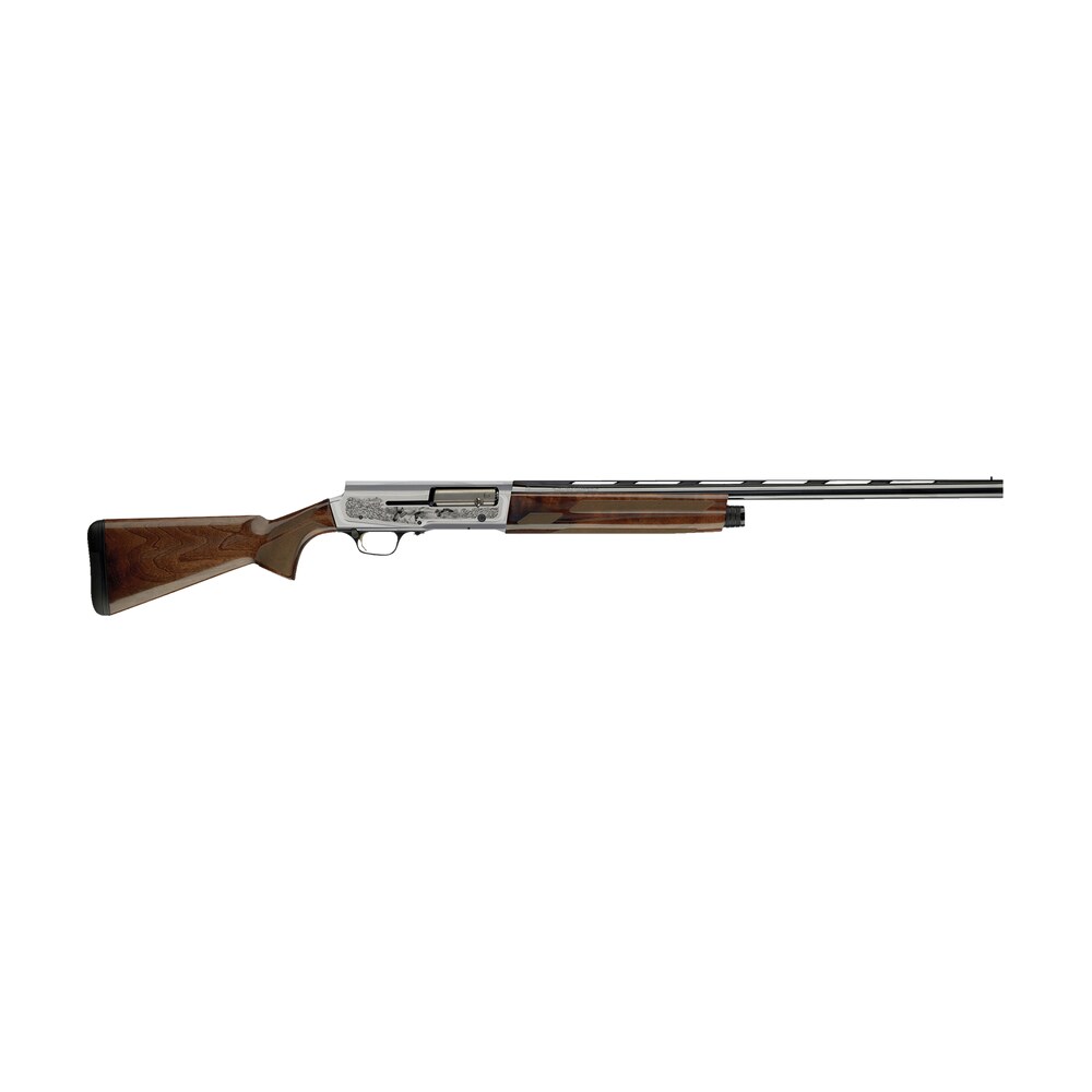 browning 0118203005 a5 ultimate 12 gauge 26" barrel 3" 4+1, blued barrel, engraved satin nickel finished receiver, gloss oil grade iii turkish walnut stock Browning 0118203005 A5 Ultimate 12 Gauge 26" Barrel 3" 4+1, Blued Sports South item 90686
