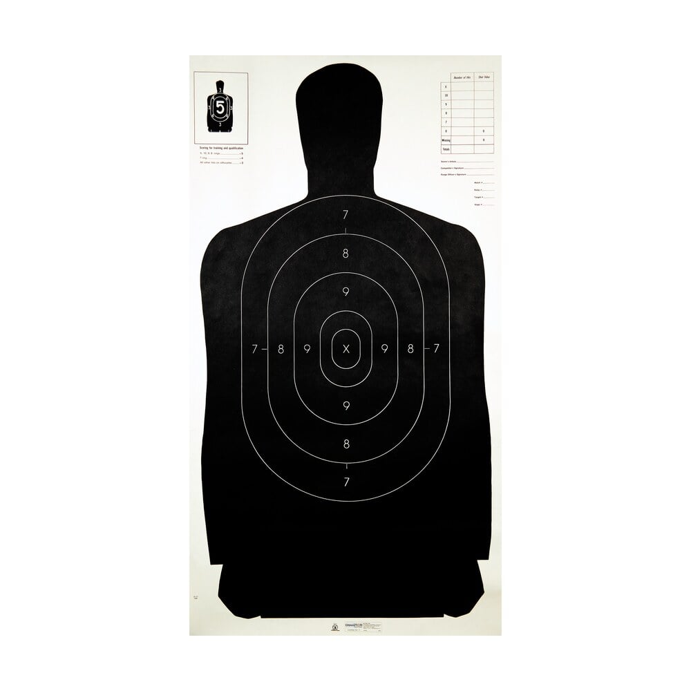 champion targets 40727 law enforcement silhouette b 27 hanging paper target black/white 100 per pack Champion Targets 40727 Law Enforcement Silhouette B-27 Hanging Paper Target Black/White 100 Per Sports South item 9074
