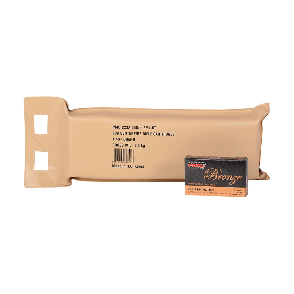 pmc 223abp bronze battle pack 223rem 55gr full metal jacket boat tail 200 per box/5 case PMC 223ABP Bronze Battle Pack 223Rem 55gr Full Metal Jacket Boat Tail 200 Per Box/5 Case Sports South item 90939