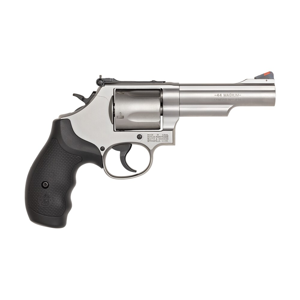smith & wesson 162069 model 69 44 rem mag or 44 s&w spl stainless steel 4.25" 2 piece barrel & 5rd cylinder, matte stainless steel l frame, full stop strap & barrel serration, internal lock Smith & Wesson 162069 Model 69 44 Rem Mag or 44 S&W Spl Stainless Steel 4.25" 2 Piece Sports South item 90976