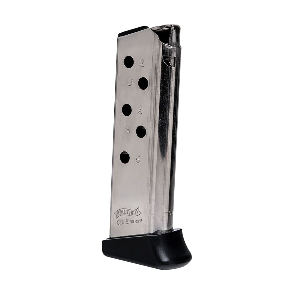 walther arms 2246010 ppk 6rd detachable w/finger rest 380 acp nickel steel Walther Arms 2246010 PPK 6rd Detachable Sports South item 91624