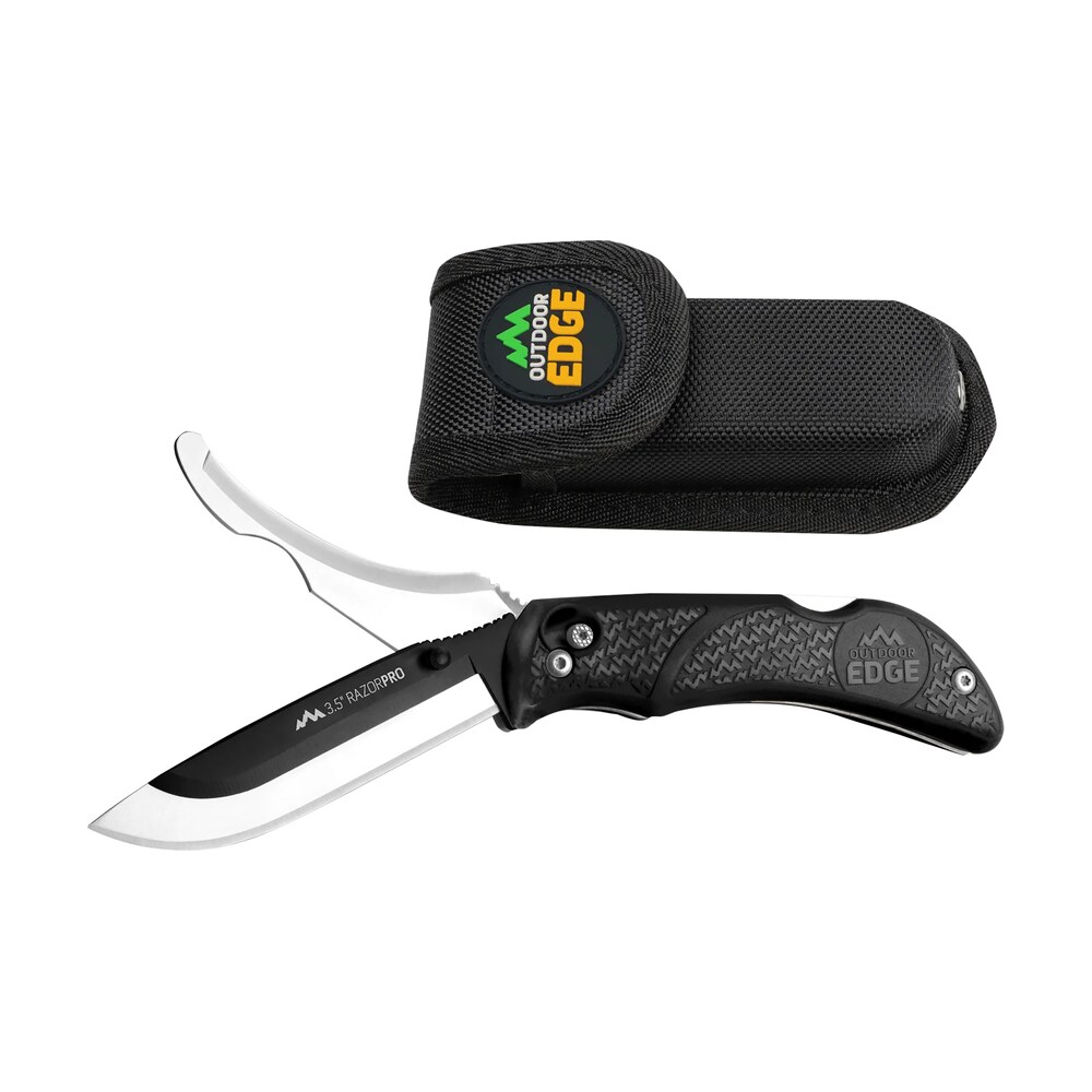 outdoor edge ro10c razorpro 3.50" folding razor/gut plain 420j2 ss blade, black tpr handle, includes replacement blades Outdoor Edge RO10C RazorPro 3.50" Folding Razor/Gut Plain 420J2 SS Blade, Black TPR Handle, Sports South item 91985