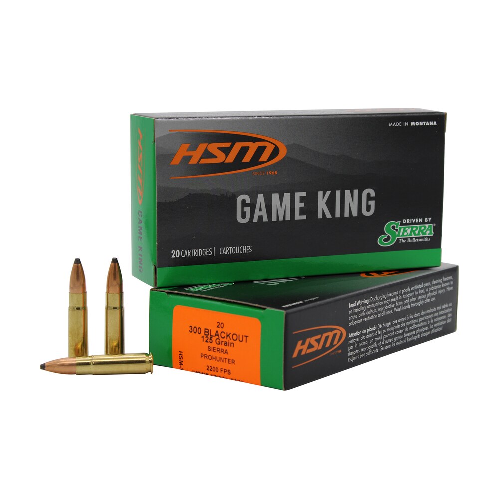 hsm 300blk3n game king 300 blackout 125 gr pro hunter 20 per box/ 25 case HSM 300BLK3N Game King 300 Blackout 125 gr Pro Hunter 20 Per Box/ 25 Case Sports South item 92001