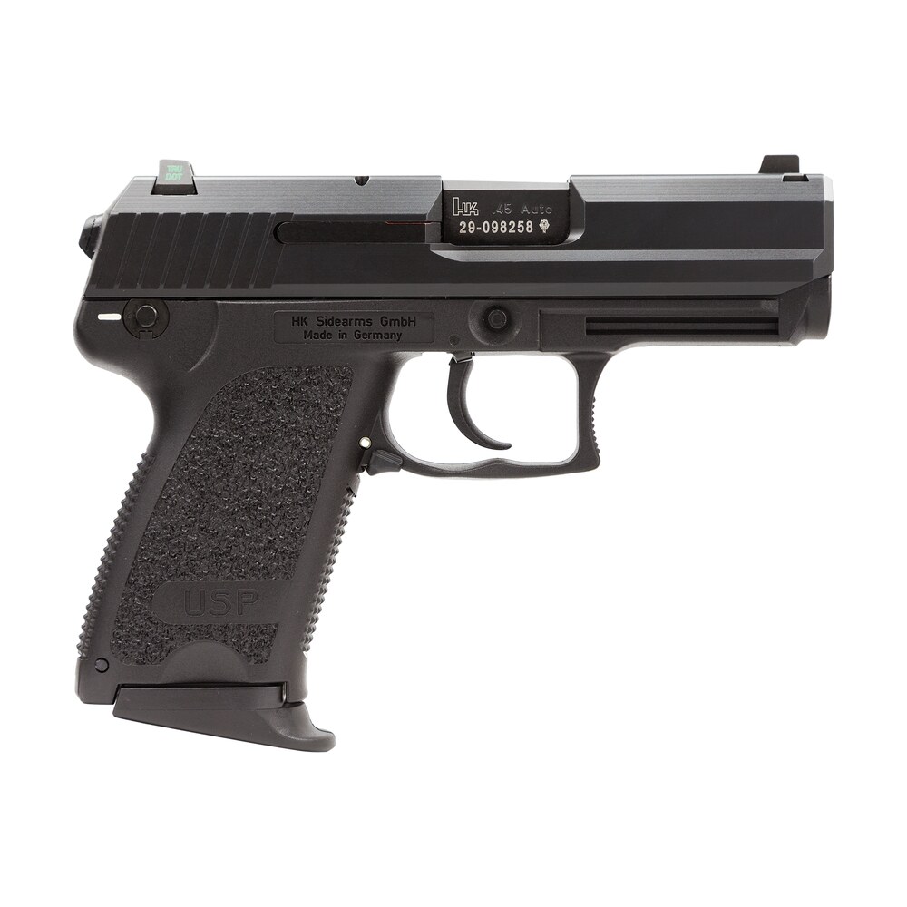 hk 81000343 usp polymer frame 45 acp 8+1 3.78" polygonal rifled barrel, black serrated slide, black polymer frame, black polymer grip, ambidextrous HK 81000343 USP Polymer Frame 45 ACP 8+1 3.78" Polygonal Rifled Sports South item 92116