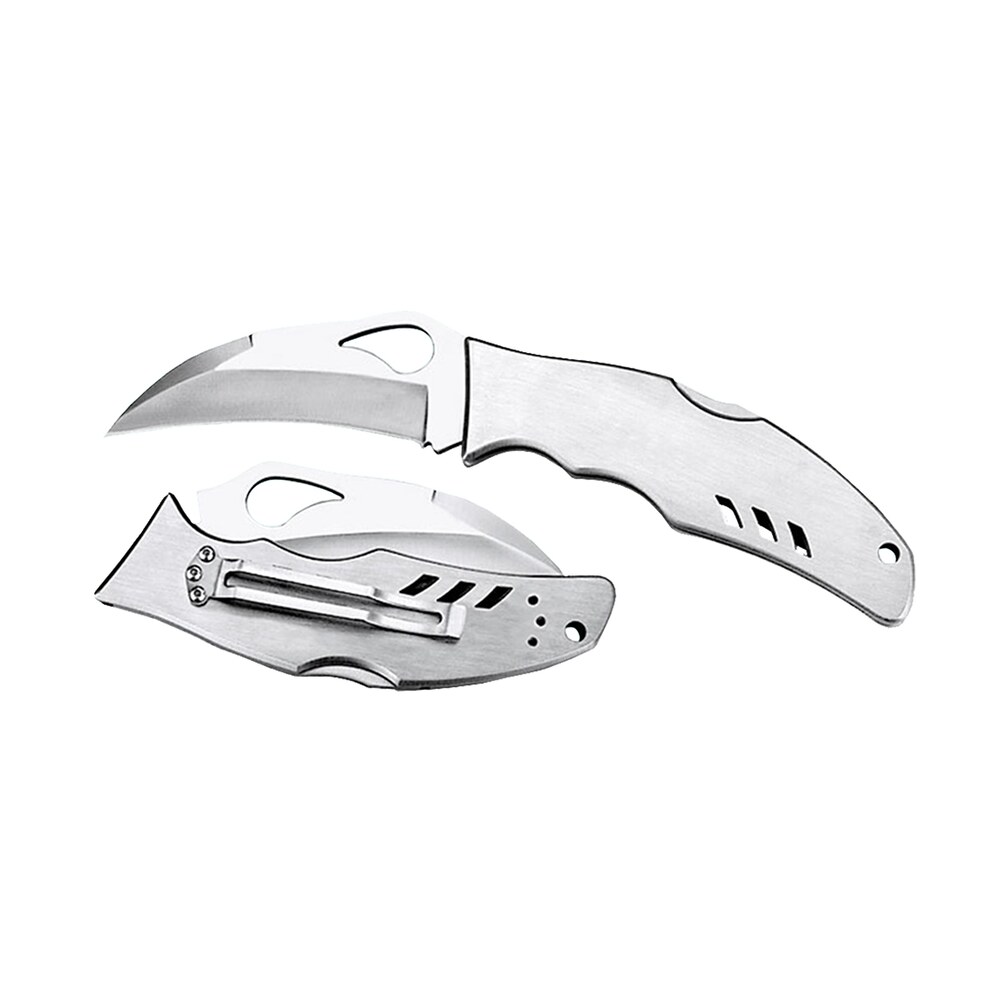 spyderco by07p byrd crossbill 3.50" folding hawkbill plain 8cr13mov ss blade, stainless steel handle includes pocket clip Spyderco BY07P Byrd Crossbill 3.50" Folding Hawkbill Plain 8Cr13MoV SS Blade, Stainless Steel Sports South item 92268
