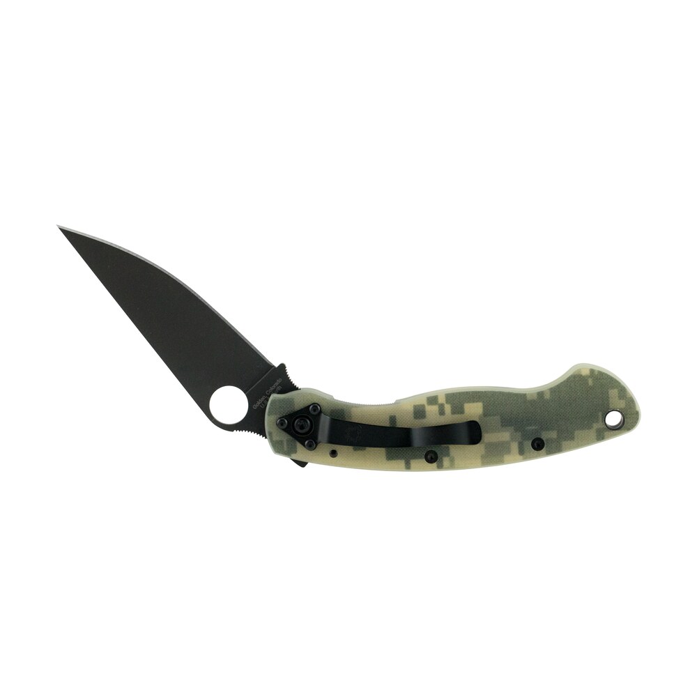 spyderco c36gpcmobk military 4" folding modified clip point plain black dlc cpm s30v ss blade camo g10 handle includes pocket clip Spyderco C36GPCMOBK Military 4" Folding Modified Clip Point Plain Black DLC CPM S30V SS Blade Sports South item 92269