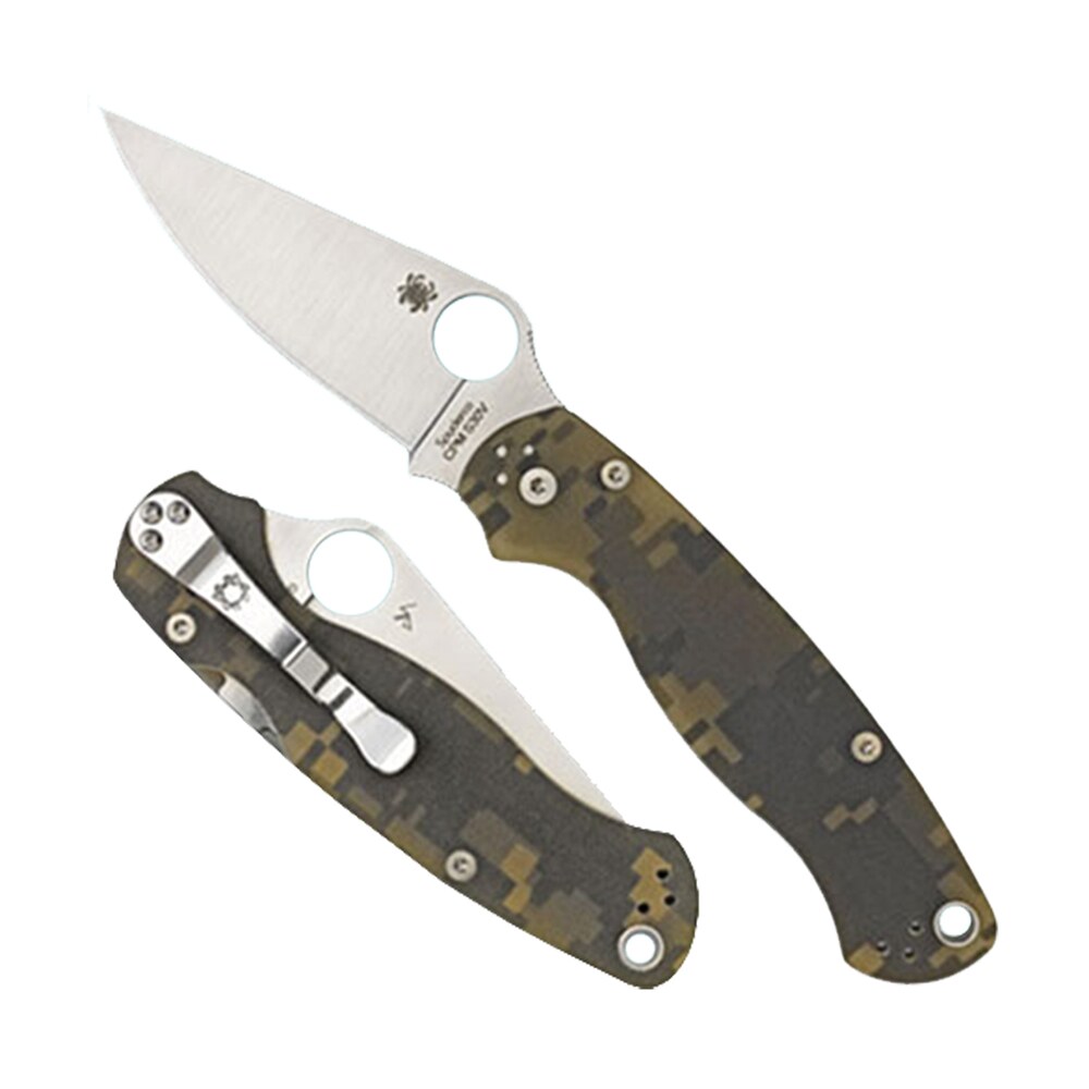 spyderco c81gpcmo2 para military 2 3.45" folding drop point plain cpm s45vn ss blade camo g10 handle includes pocket clip Spyderco C81GPCMO2 Para Military 2 3.45" Folding Drop Point Plain CPM S45VN SS Blade Camo G10 Sports South item 92274