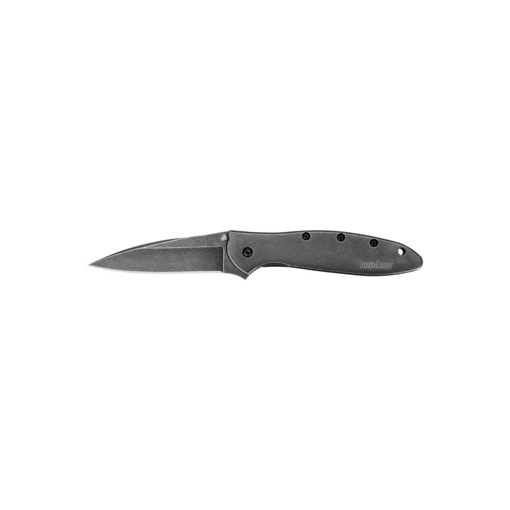 kershaw 1660blkw leek 3" folding drop point plain black dlc 14c28n steel blade blackwash 410 stainless steel handle includes pocket clip Kershaw 1660BLKW Leek 3" Folding Drop Point Plain Black DLC 14C28N Steel Blade Blackwash 410 Sports South item 92306