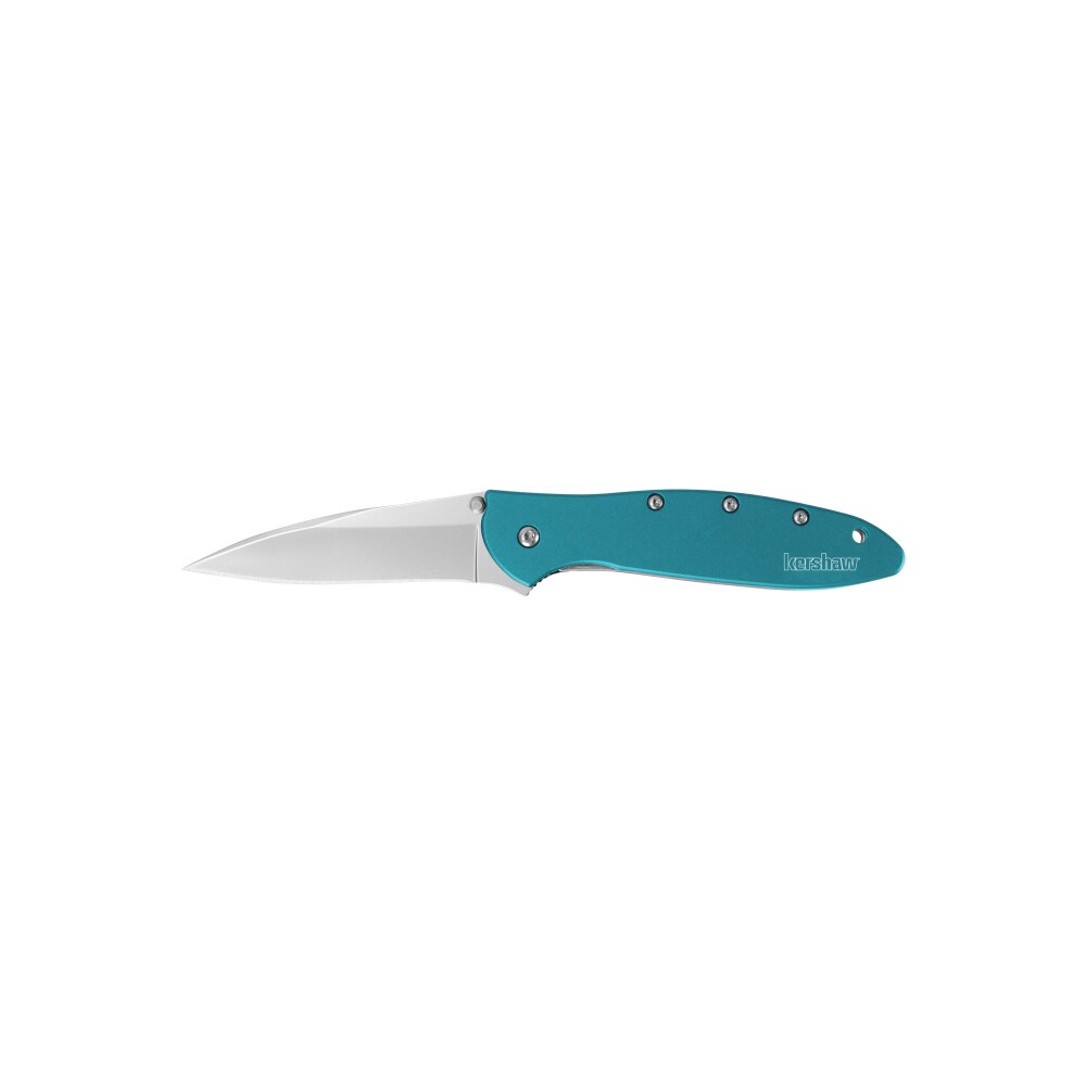 kershaw 1660teal leek 3" folding drop point plain bead blasted 14c28n steel blade teal anodized aluminum handle includes pocket clip Kershaw 1660TEAL Leek 3" Folding Drop Point Plain Bead Blasted 14C28N Steel Blade Teal Anodized Sports South item 92307