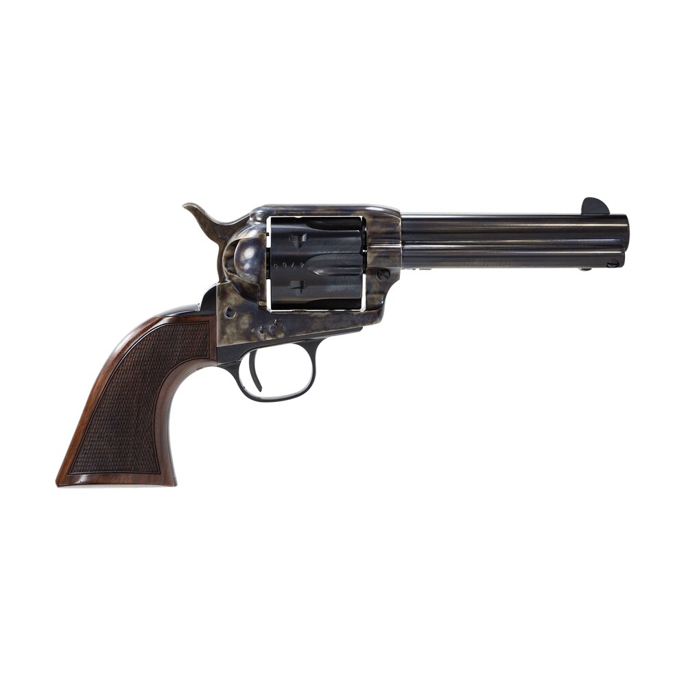 taylors & company 4107de smoke wagon deluxe 357 mag 6rd 4.75" blued cylinder & barrel color case hardened steel frame checkered walnut grip (taylor tuned) Taylors & Company 4107DE Smoke Wagon Deluxe 357 Mag 6rd 4.75" Blued Cylinder & Barrel Sports South item 92496