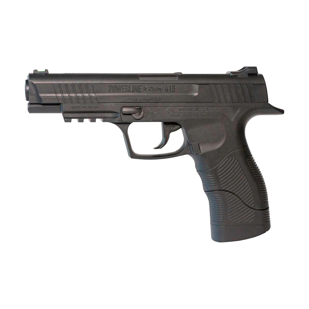 daisy 980415222 415 powerline co2 177 bb smooth bore steel barrel, 21 shot built in bb magazine, black frame w/accessory rail, checkered polymer grips, manual safety Daisy 980415222 415 Powerline CO2 177 BB Smooth Bore Steel Sports South item 92664