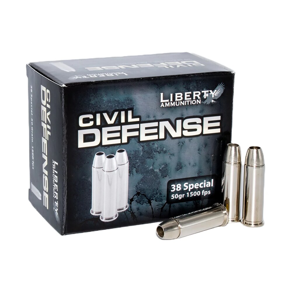 liberty ammunition lacd38025 civil defense 38special 50gr lead free fragmenting hollow point 20 per box/50 case Liberty Ammunition LACD38025 Civil Defense 38Special 50gr Lead Free Fragmenting Hollow Point 20 Sports South item 93261
