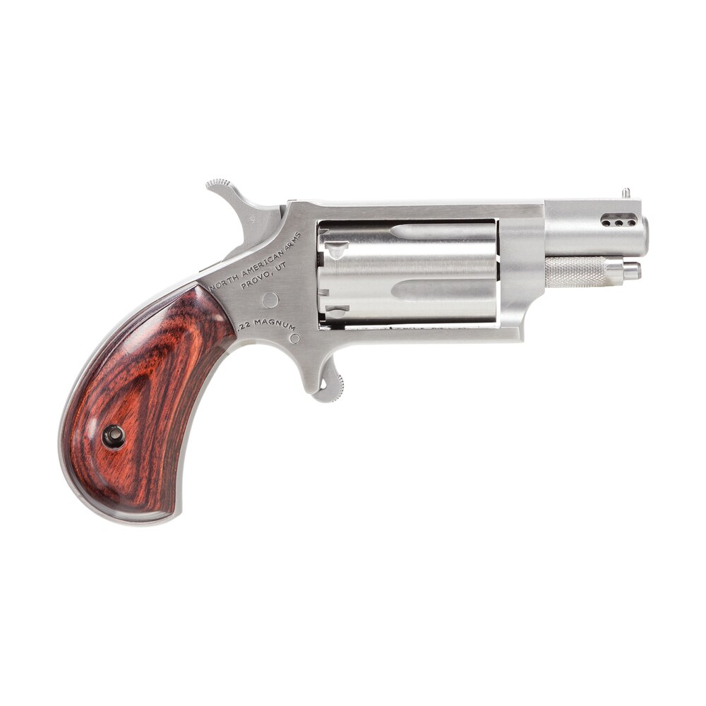 north american arms 22msp mini revolver 22 wmr 5 shot 1.13" stainless steel ported barrel, frame & cylinder, rosewood birdshead grip, exposed hammer North American Arms 22MSP Mini-Revolver 22 WMR 5 Shot 1.13" Stainless Steel Ported Sports South item 93419
