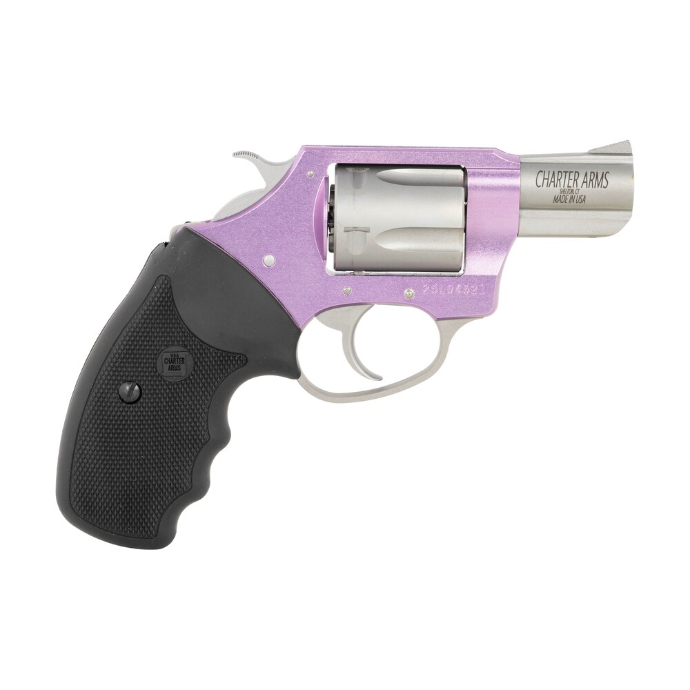 charter arms 53840 undercover lite lavender lady small 38 special 5rd 2" stainless steel barrel & cylinder, lavender aluminum frame, black finger grooved rubber grip, exposed hammer Charter Arms 53840 Undercover Lite Lavender Lady Small 38 Special 5rd 2" Stainless Steel Barrel Sports South item 93914