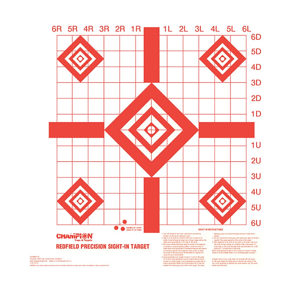 champion targets 47387 redfield sight in diamond paper pistol/rifle 16" x 16" white/red 100 per pkg Champion Targets 47387 Redfield Sight-In Diamond Paper Pistol/Rifle 16" x 16" White/Red 100 Per Sports South item 94043