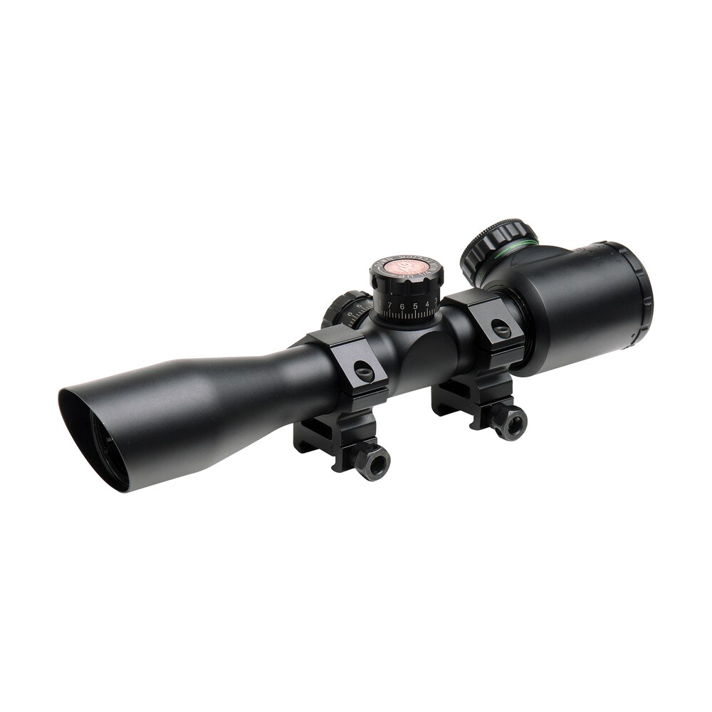 truglo tg8504tl tru brite 4x 32mm obj 22.5 ft @ 100 yds fov 1" tube black illuminated mil dot, 3 color Truglo TG8504TL Tru-Brite 4x 32mm Obj 22.5 ft @ 100 yds FOV 1" Tube Black Illuminated Mil-Dot, Sports South item 94959