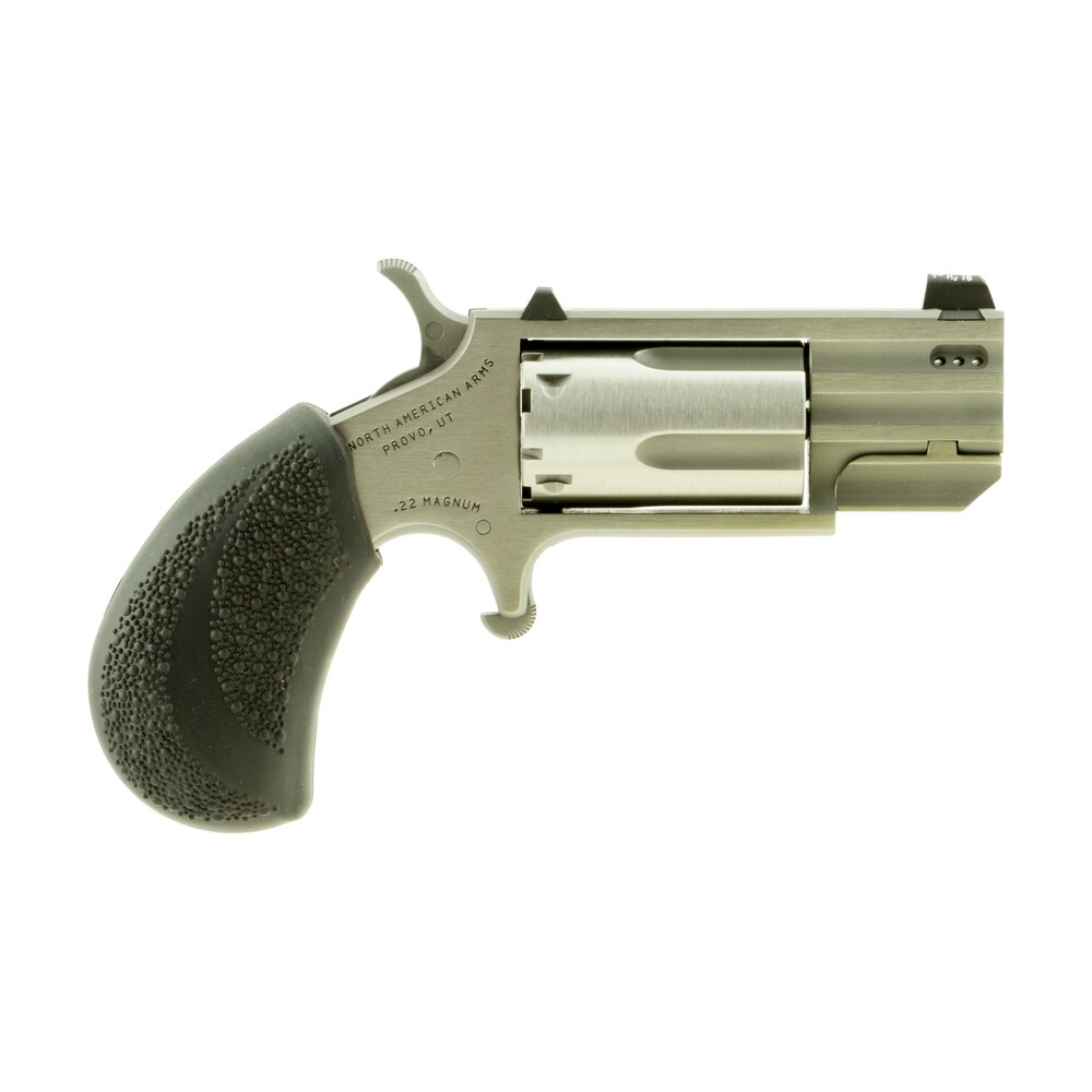 north american arms pugdp pug 22 wmr 5 shot 1" stainless steel ported barrel, stainless steel frame, stainless cylinder, black polymer grip, exposed hammer North American Arms PUGDP Pug 22 WMR 5 Shot 1" Stainless Steel Ported Sports South item 95280