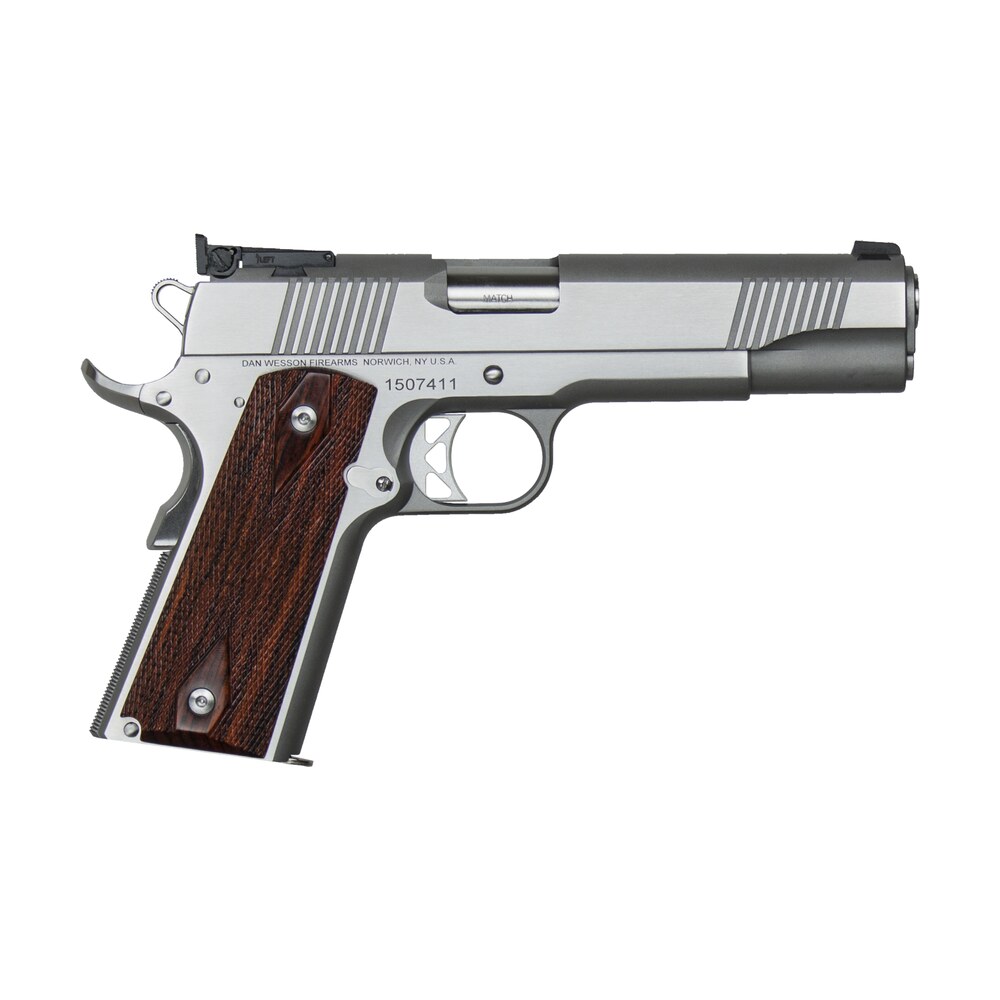 dan wesson 01900 pointman seven *ca compliant 45 acp 8+1 5" stainless steel barrel, brushed stainless steel serrated slide, frame w/beavertail, wood grip Dan Wesson 01900 Pointman Seven *CA Compliant 45 ACP 8+1 5" Stainless Steel Sports South item 95401