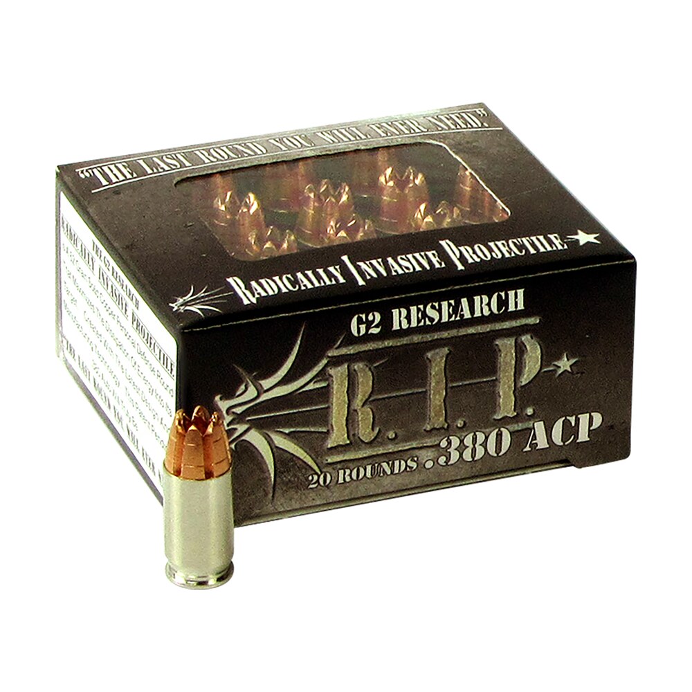 g2 research g00001 r.i.p 380acp 62gr fracturing hollow point 20 per box/25 case G2 Research G00001 R.I.P 380ACP 62gr Fracturing Hollow Point 20 Per Box/25 Case Sports South item 95451