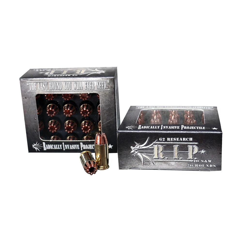 g2 research g00003 r.i.p 40s&w 115gr fracturing hollow point 20 per box/25 case G2 Research G00003 R.I.P 40S&W 115gr Fracturing Hollow Point 20 Per Box/25 Case Sports South item 95452