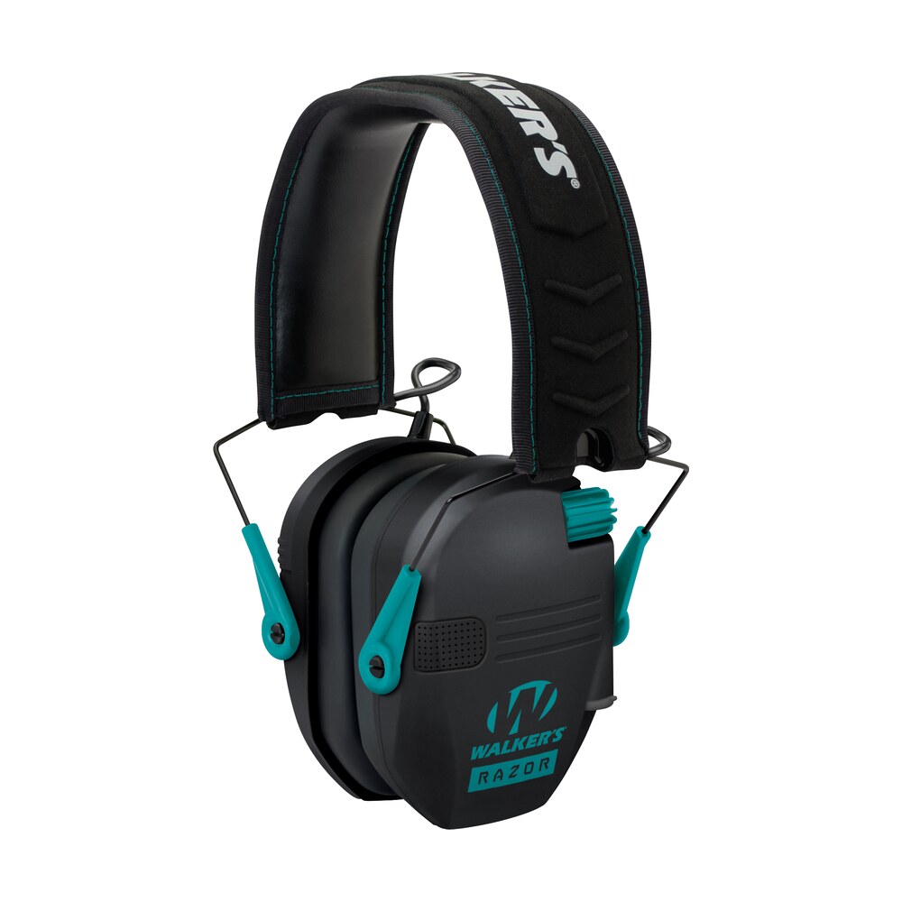 walker’s gwprsemtl razor slim electronic muff 23 db over the head black polymer w/teal accents Walker's GWPRSEMTL Razor Slim Electronic Muff 23 dB Over the Head Black Polymer Sports South item 9585