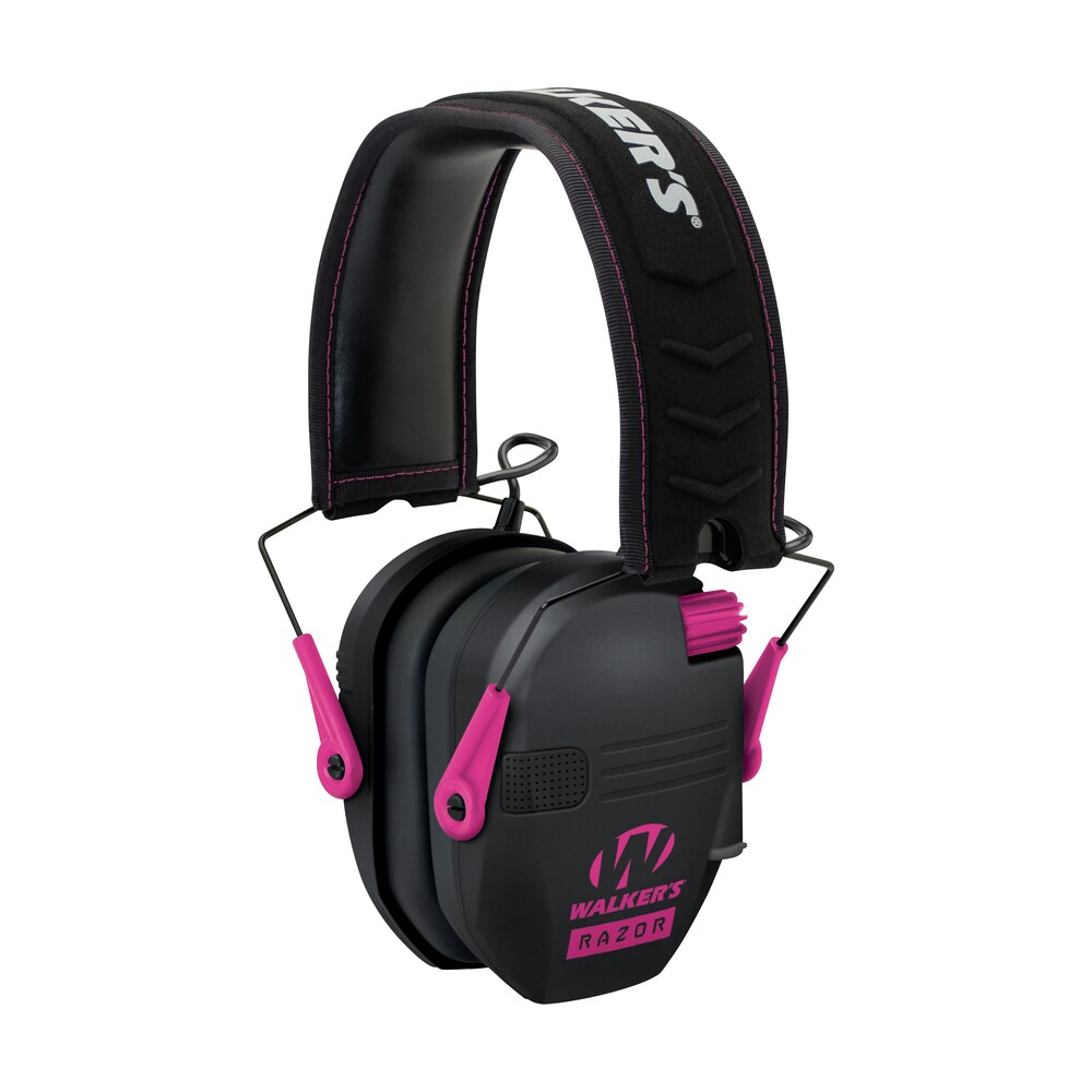 walker’s gwprsempnk razor slim electronic muff 23 db over the head black polymer w/pink accents Walker's GWPRSEMPNK Razor Slim Electronic Muff 23 dB Over the Head Black Polymer Sports South item 9587