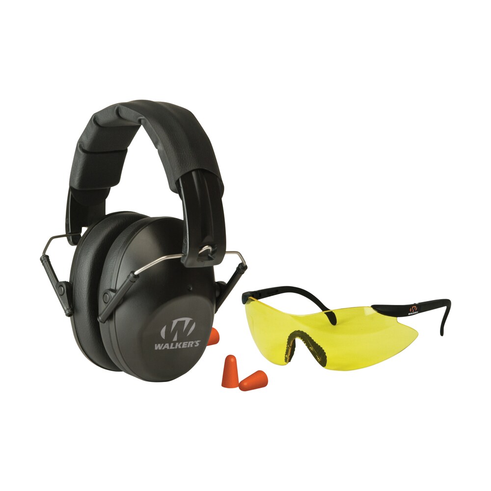walker’s gwpfpm1gfp pro low profile passive muff combo kit includes foam ear plugs, low profile 31 db over the head passive muff, shooting glasses w/yellow lens Walker's GWPFPM1GFP Pro Low Profile Passive Muff Combo Kit Includes Foam Ear Plugs, Low Profile Sports South item 9592