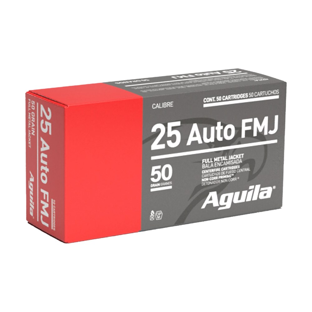 aguila 1e252110 25acp 50gr full metal jacket 50 per box/20 case Aguila 1E252110 25ACP 50gr Full Metal Jacket 50 Per Box/20 Case Sports South item 96081