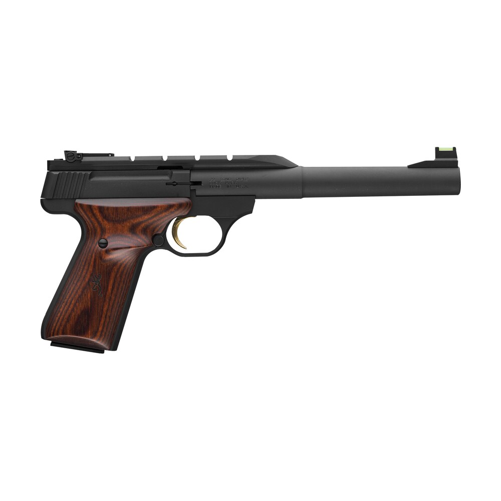browning 051499490 buck mark hunter 22 lr 10+1 7.25" tapered bull barrel, matte black optic ready/serrated steel slide, matte black aluminum frame, laminate cocobolo grips Browning 051499490 Buck Mark Hunter 22 LR 10+1 7.25" Tapered Bull Sports South item 96636