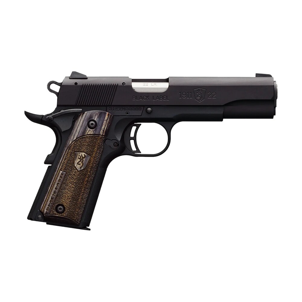 browning 051814490 1911 black label full size frame 22 lr 10+1, 4.25" stainless steel barrel, matte black serrated slide & polymer frame w/beavertail, right hand Browning 051814490 1911 Black Label Full Size Frame 22 LR 10+1, 4.25" Stainless Steel Sports South item 96639