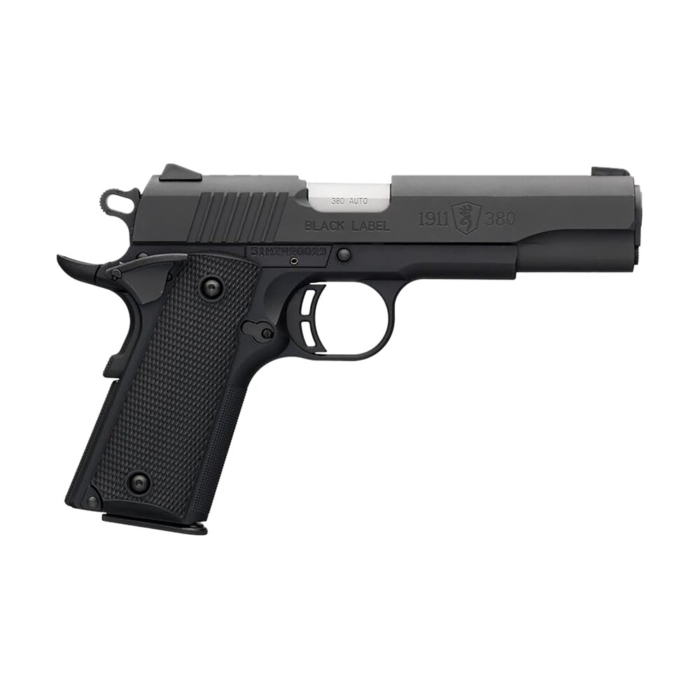 browning 051904492 1911 black label full size frame 380 acp 8+1 4.25" matte stainless steel barrel, serrated steel slide, matte black polymer frame w/beavertail, black polymer grip, right hand Browning 051904492 1911 Black Label Full Size Frame 380 ACP 8+1 4.25" Matte Stainless Steel Sports South item 96643